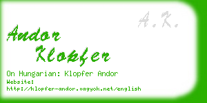 andor klopfer business card